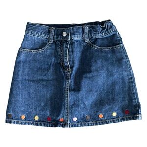 Gymboree Embroidered Multicolor Dots Denim Blue Jean Skort Girl’s Size 9